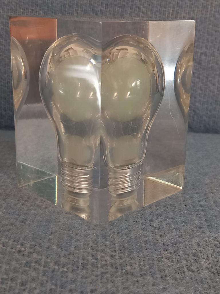 Pop Art Lucite Sculptuur Pierre Giraudon Gloeilamp, Ophalen of Verzenden