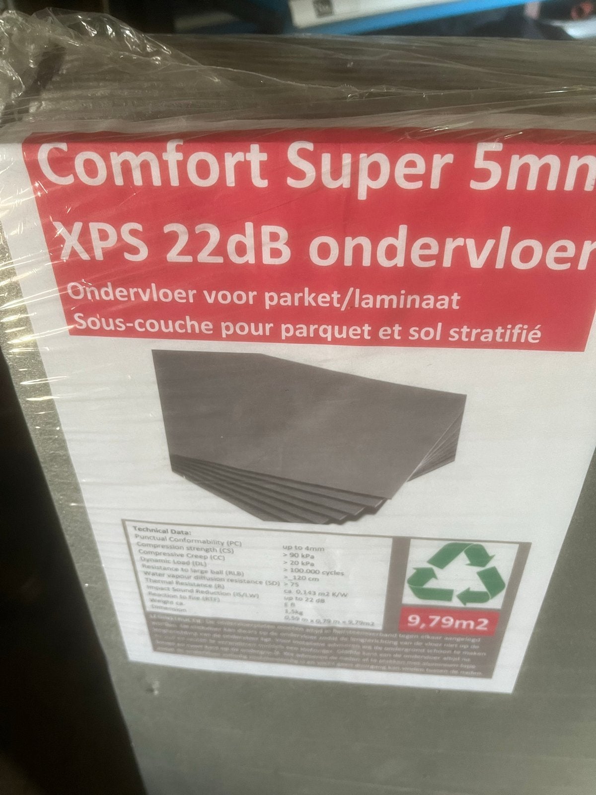 Gratis Comfort Super 5mm XPS 22dB ondervloer voor laminaat, Ophalen, Kunststof, 50 tot 150 cm, Overige typen