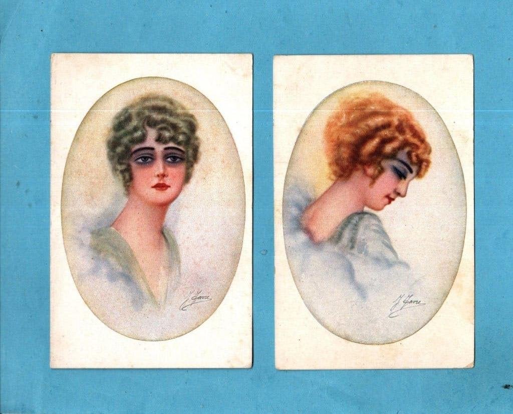 2x Mooie oude Art Deco glamourkaarten van J.Javre  M997, Ophalen of Verzenden, 1920 tot 1940, Ongelopen, Overige thema's