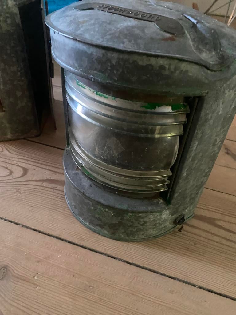 Vintage scheepslamp ' rood ' - Groen navigatielicht, Ophalen