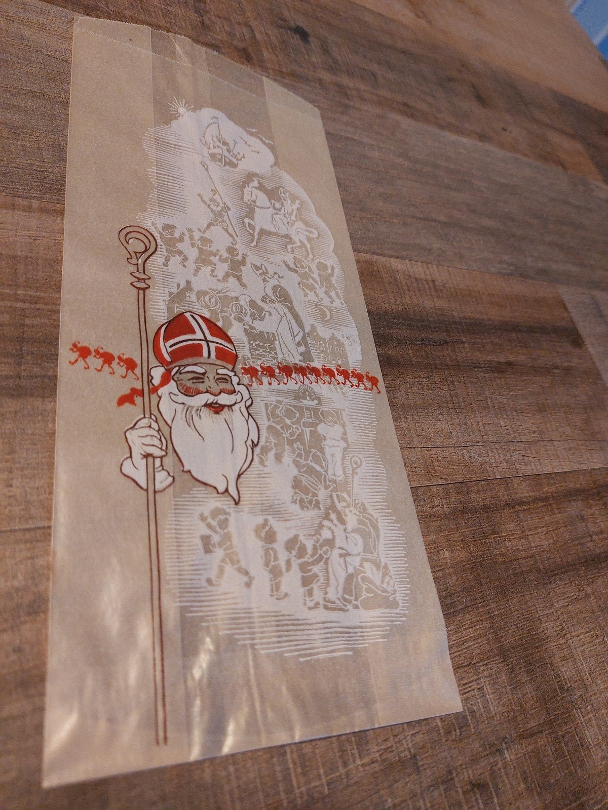 Oud Hollands  pergamijn papier sinterklaas inpakzakje, Ophalen of Verzenden, Zo goed als nieuw
