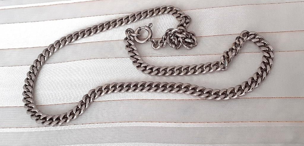 Halsketting zilveren schakels zeer oud vintage stuk, Ophalen of Verzenden, Nieuw, Zilver, Zilver