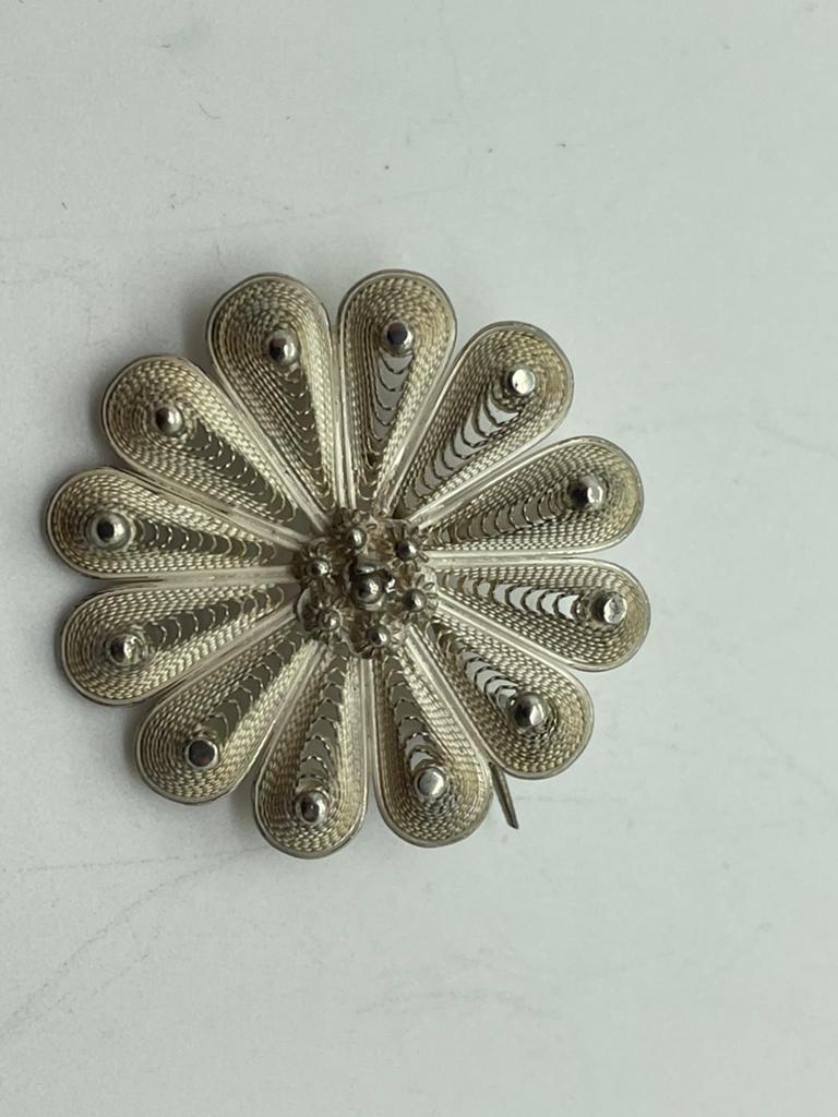 D990 Prachtige zilveren broche / hanger bloem, Sieraden, Tassen en Uiterlijk, Antieke sieraden, Ophalen of Verzenden, Zilver, Overige typen