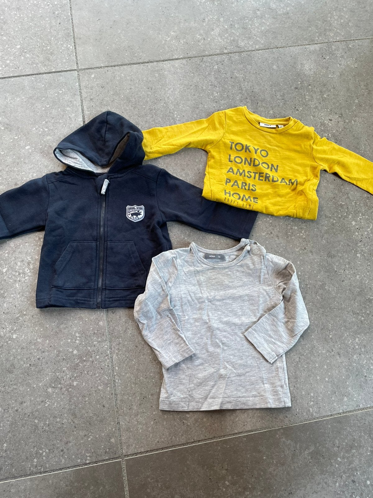 Kleding maat 74 vest 2 longsleeve, Ophalen of Verzenden, Zo goed als nieuw, Jongetje, Truitje of Vestje