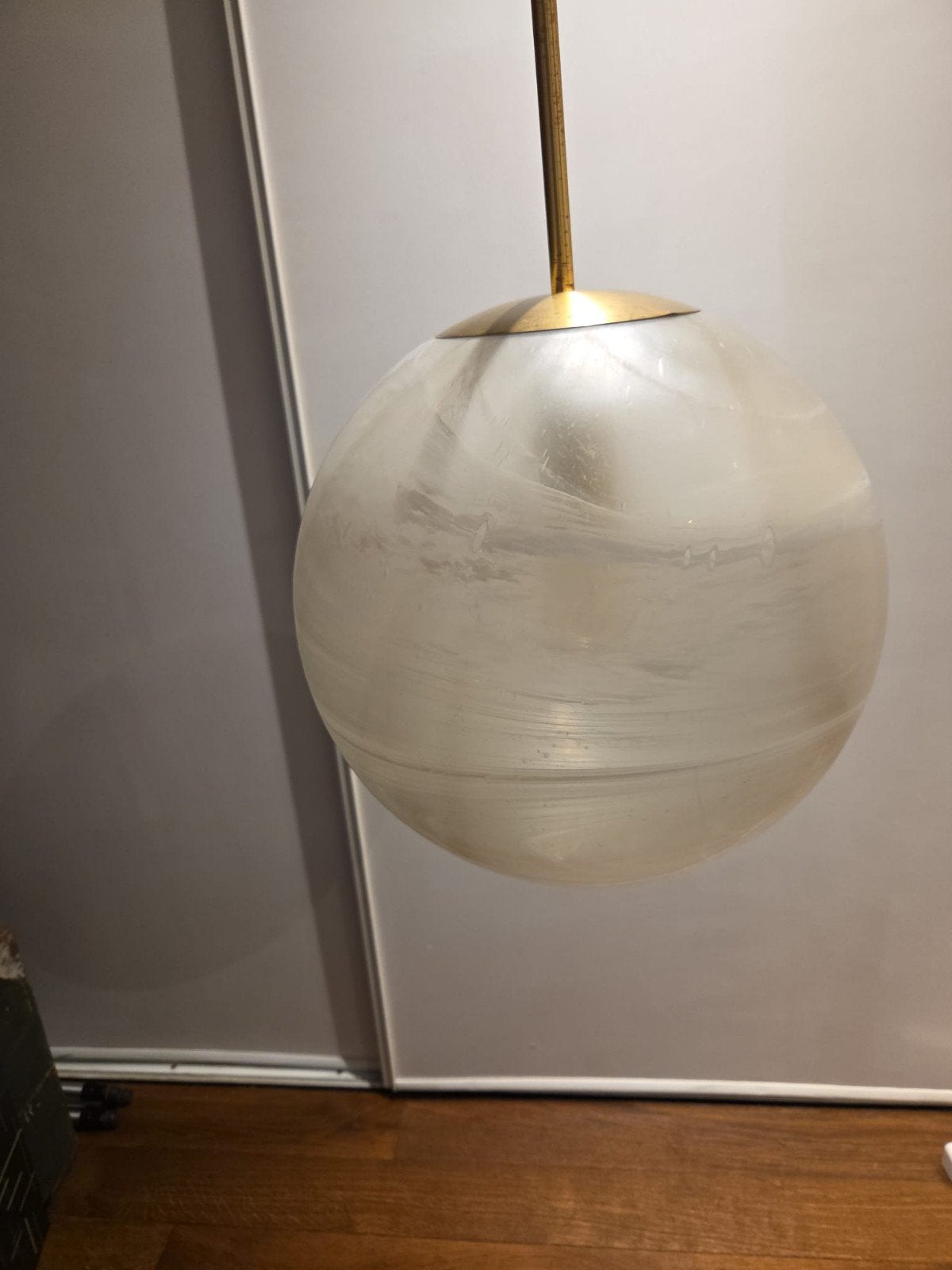 Vintage design Peill & Putzler  glazen bol Jupiter hanglamp, Gebruikt, Vintage, Mid-century modern, Glas, E27 (groot)