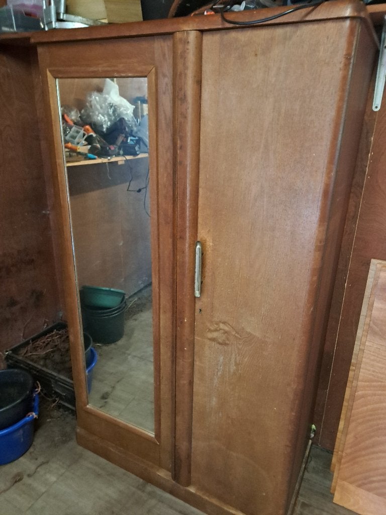vintage kledingkast met spiegel. gratis op te halen., Ophalen, Gebruikt, 25 tot 50 cm, 150 tot 200 cm