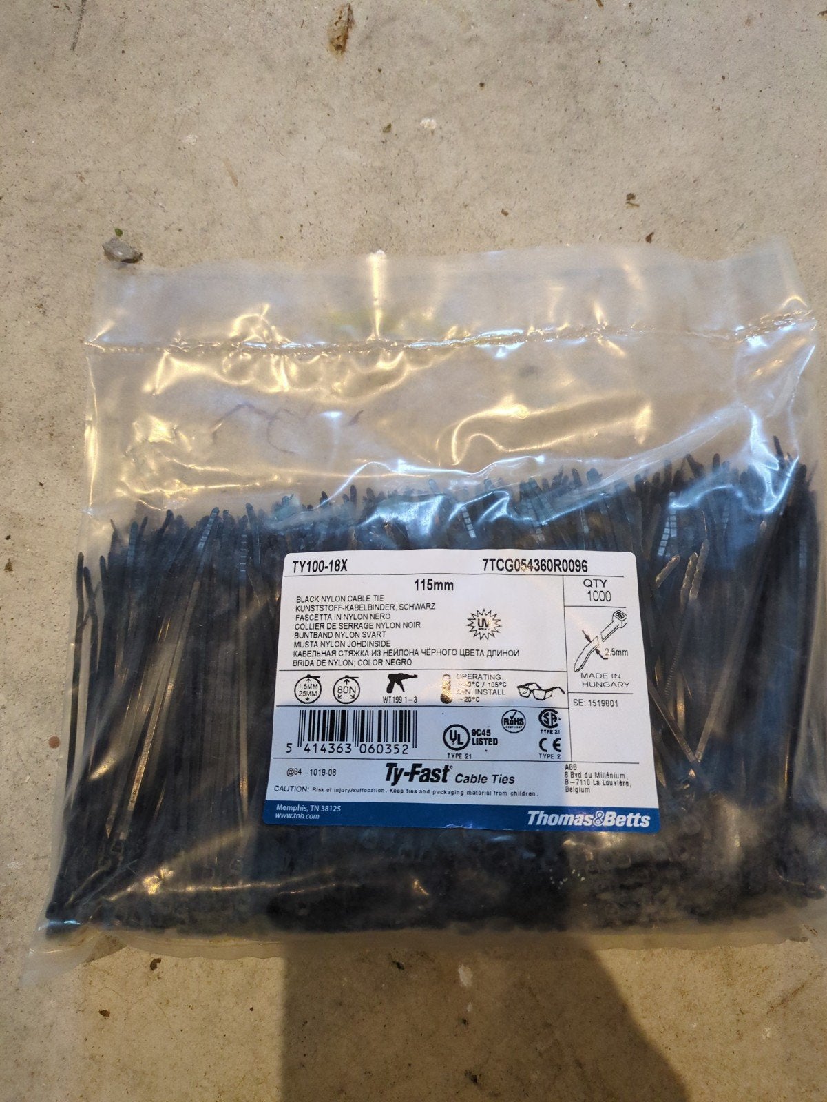 Tyraps/kabelbinders 115mm per 1000 stuks, Ophalen