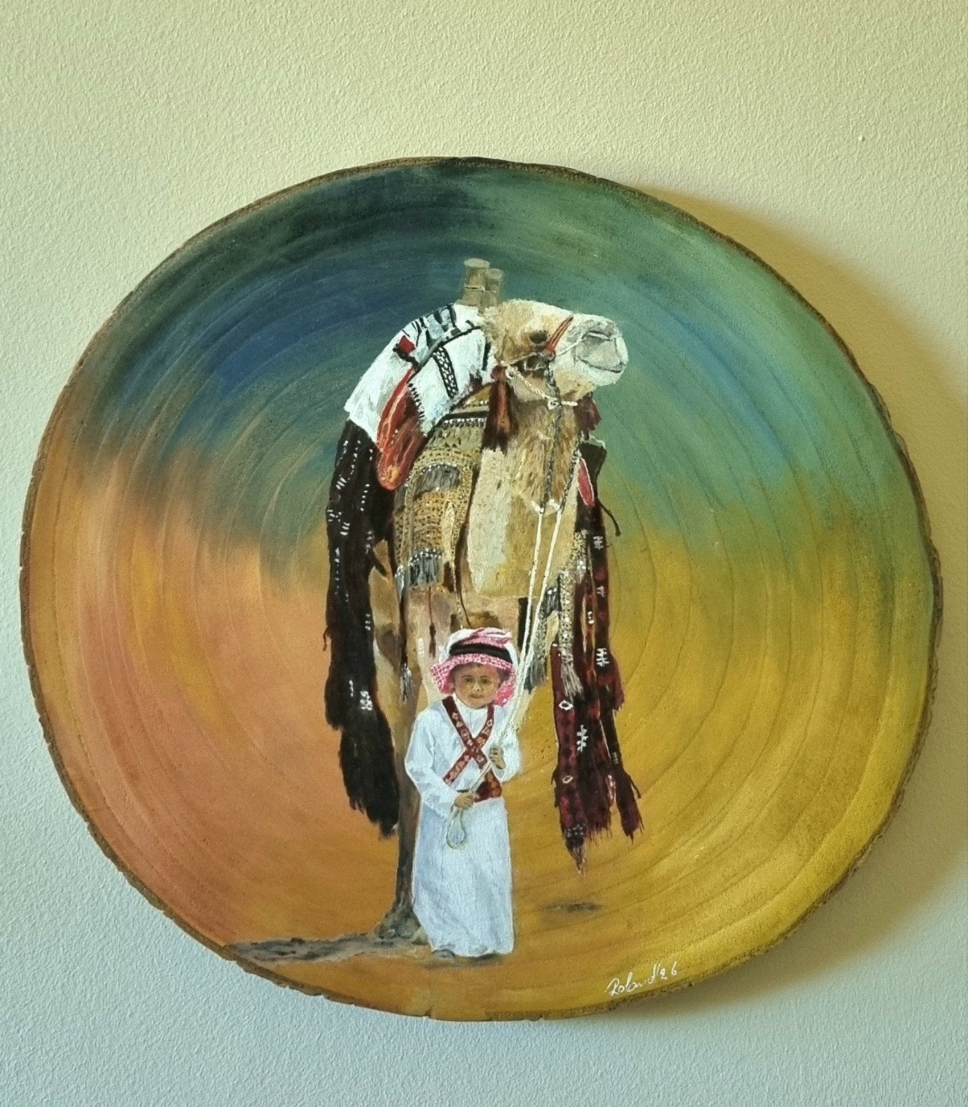 Schilderij: Jongen met Kameel., Ophalen of Verzenden