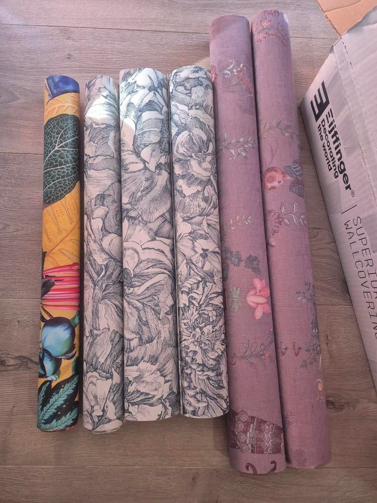 Behangresten - Diverse patronen, Huis en Inrichting, Stoffering | Behang, Ophalen, Minder dan 10 m², Grijs, Bloemen, Botanisch, Klassiek