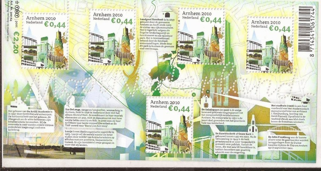 Postzegelvelletje Mooi Nederland Arnhem Postfris Prachtig, Postzegels en Munten, Ophalen of Verzenden, Na 1940, Postfris