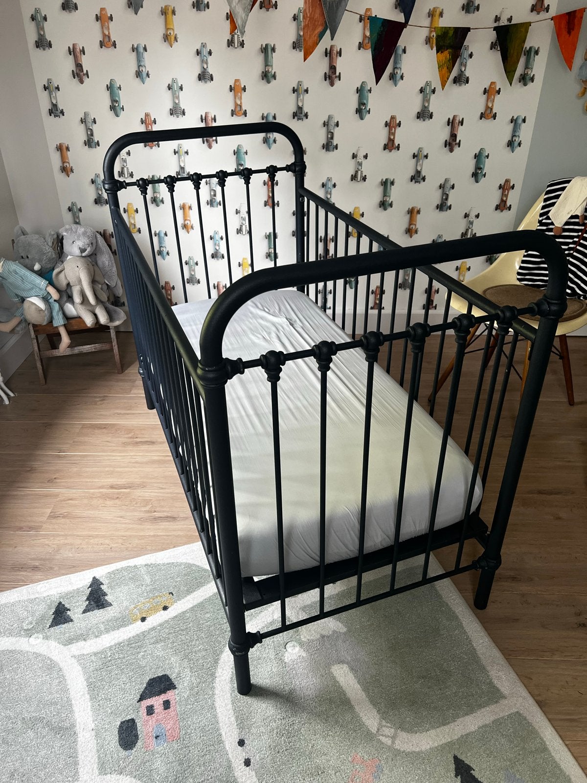 Ledikantje staal, spijlen, 3 niveaus,exclusief matras, Ophalen, Gebruikt
