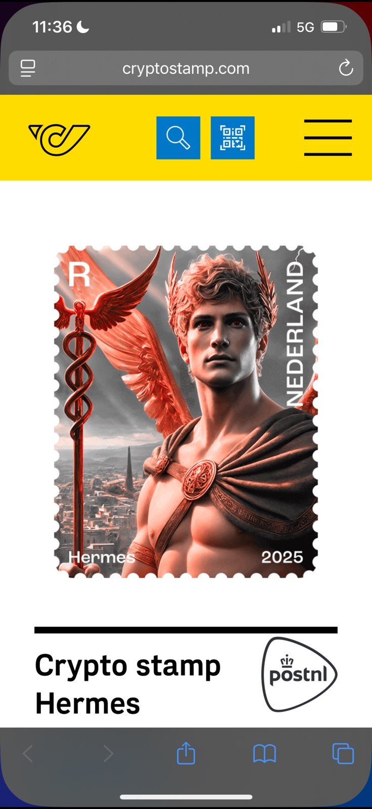 Nl Crypro stamp Hermes rood, Ophalen, Postfris