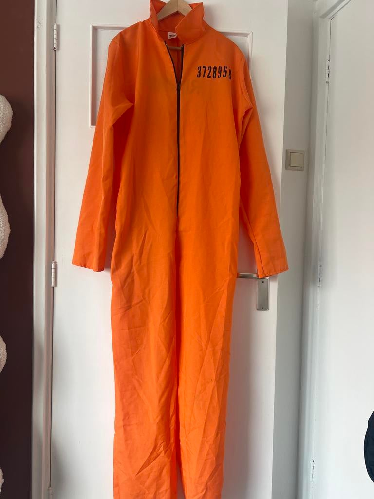 Oranje Gevangenispak - Halloween/Carnaval Kostuum, Ophalen of Verzenden, Gebruikt, Pak of Jurk
