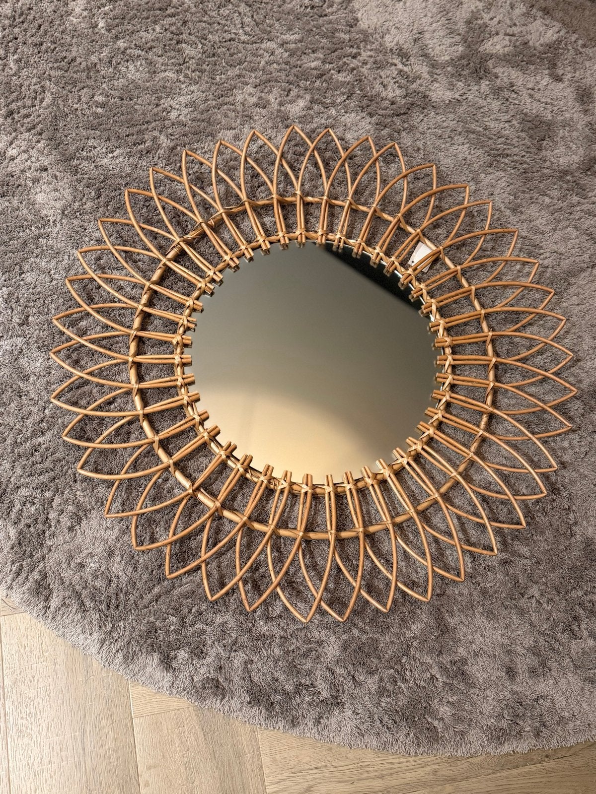 Rotan spiegel Xenos als nieuw! Decoratie babykamer, Ophalen, Minder dan 50 cm, Rond, Zo goed als nieuw