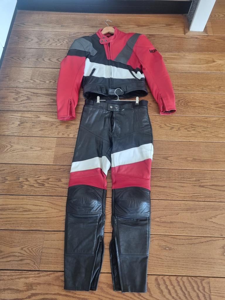 MQP Leren Motorpak - Jas en Broek (Rood, Zwart, Wit), Ophalen of Verzenden, Tweedehands, Combipak