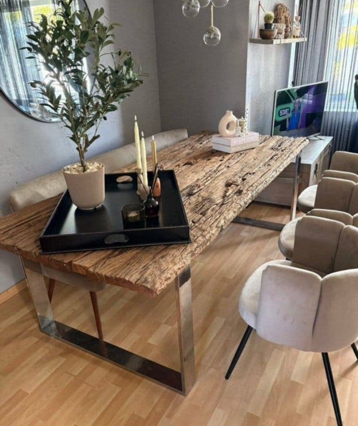 Kare Design Rustico eettafel massief hout  2.40 x 1.05, Huis en Inrichting, Ophalen, Zo goed als nieuw, Rechthoekig, 200 cm of meer