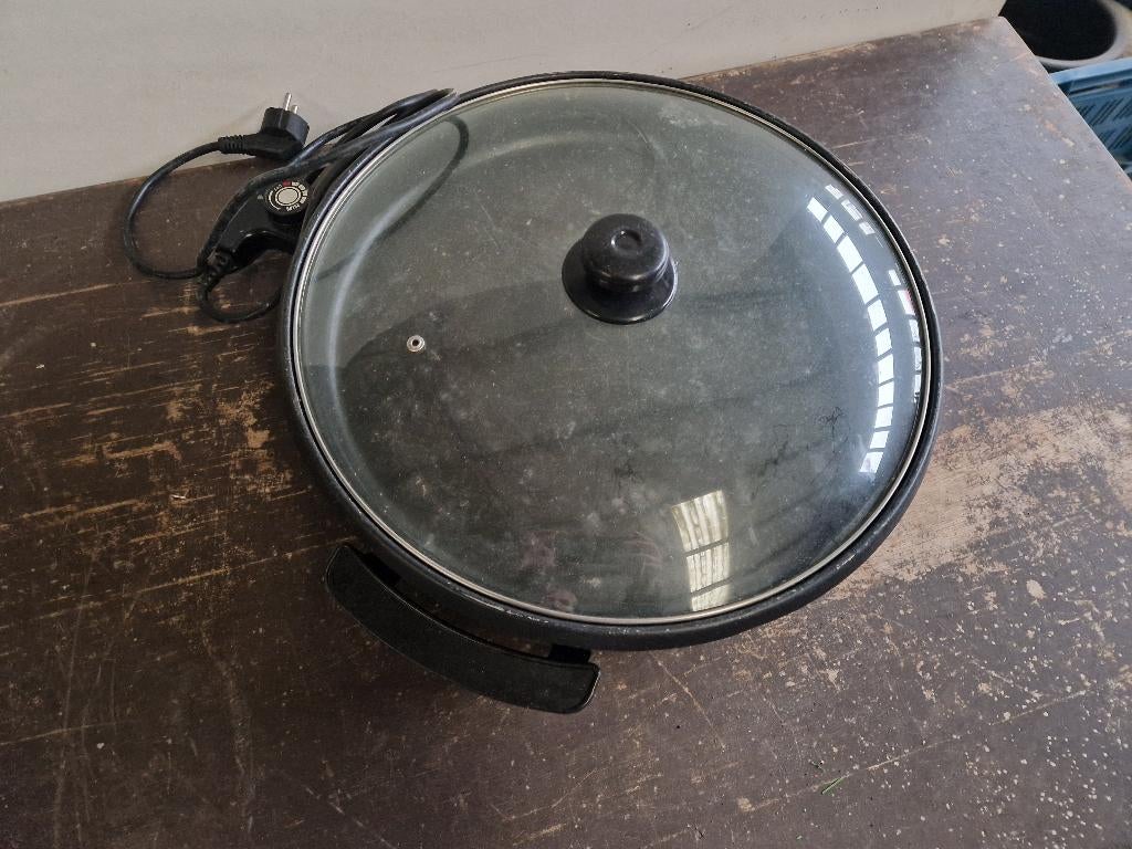 Bomann elektrische hapjespan grillpan 40cm doorsnee bakplaat, Ophalen of Verzenden, Gebruikt, Overige materialen, Koekenpan of Braadpan