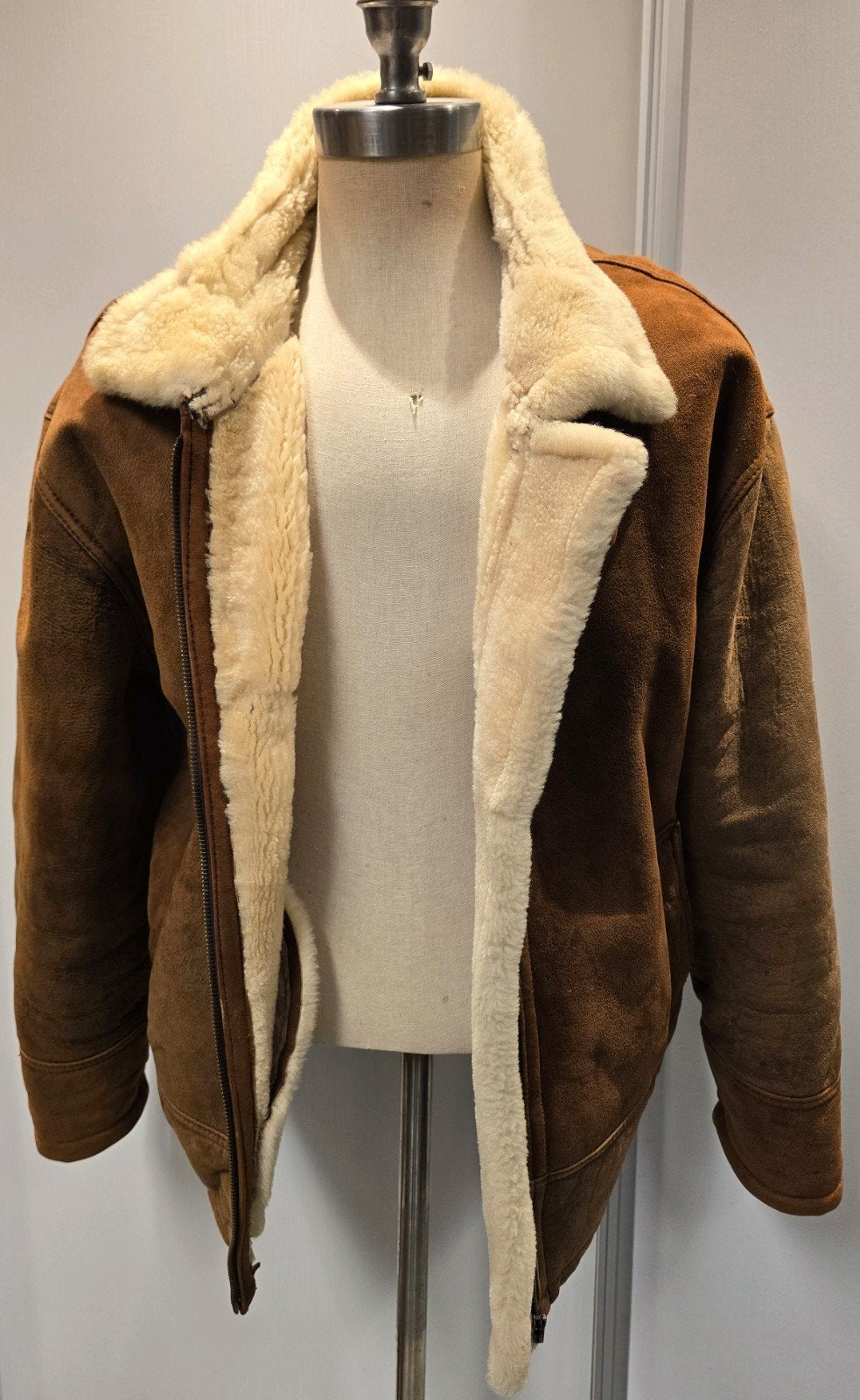 Heren lammy coat pilotenjas - maat L, Kleding | Heren, Ophalen of Verzenden, Gedragen, Maat 52/54 (L), Bruin