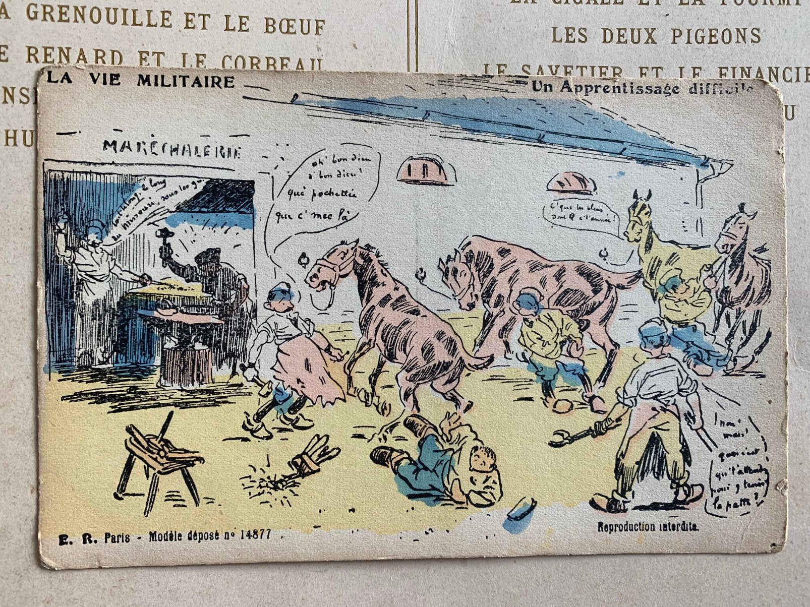 La vie militaire - Un Apprentissage difficile (VF), Ophalen of Verzenden, Voor 1920, Gelopen, Ambachten of Beroep