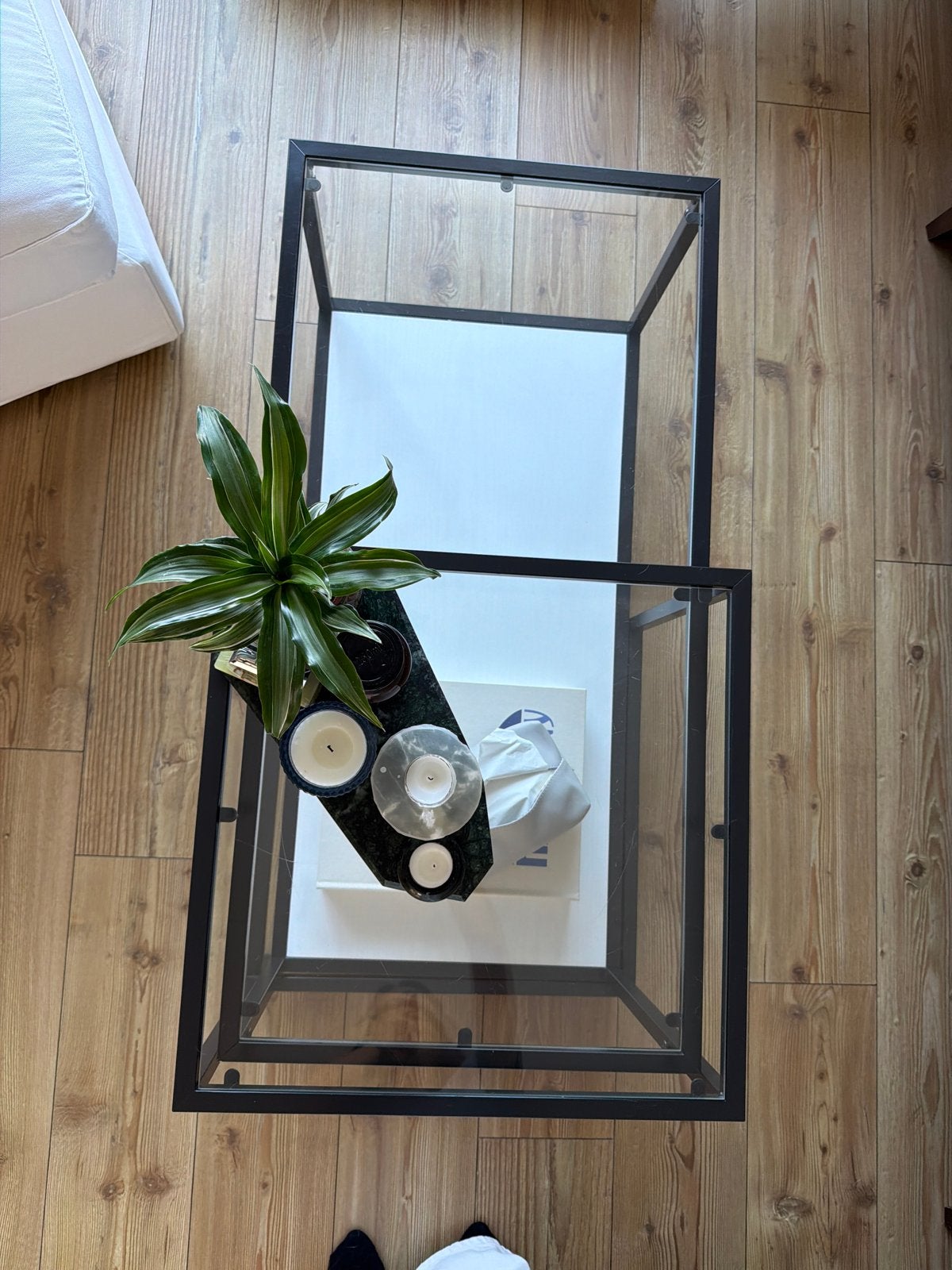 Ikea. Salontafel set van 2 met glas en metaal, Ophalen, Gebruikt, Rechthoekig, Glas