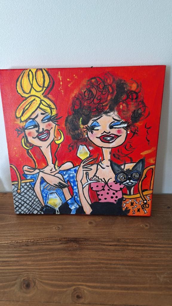 Vrolijk schilderij. Op te halen in Heemskerk., Antiek en Kunst, Kunst | Schilderijen | Modern, Ophalen of Verzenden