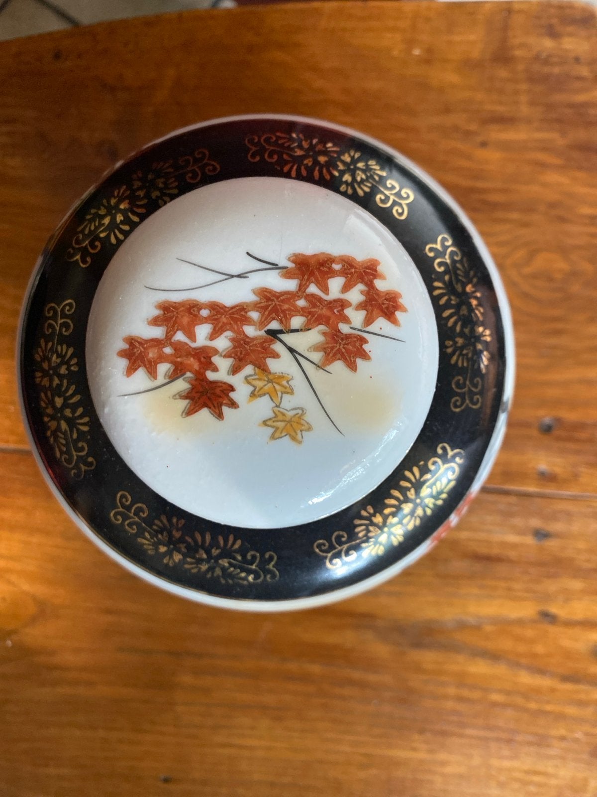 Vintage Japanse Gemberpot met Blad- en Vogeldecoratie, Ophalen of Verzenden