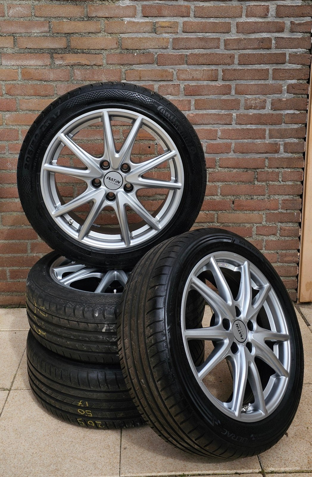 4 Nieuwe 17 inch Platin velgen + banden., Banden en Velgen, 17 inch, Zomerbanden, 205 mm