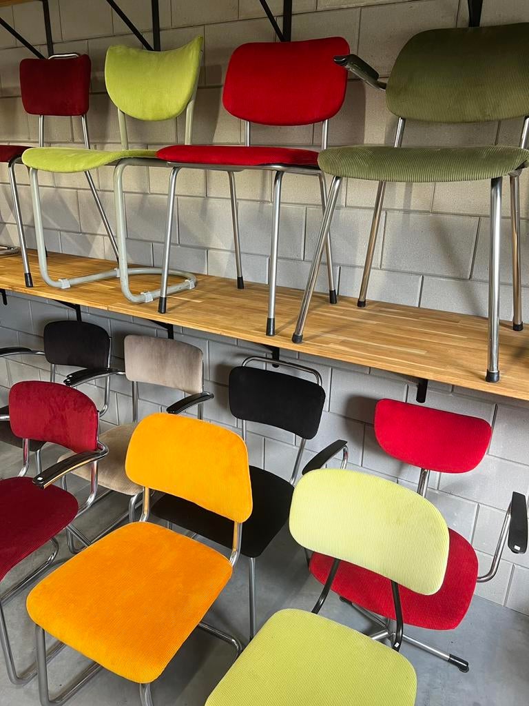 Vintage eetkamerstoelen Gispen Ahrend De Wit Kembo Tubax, Metaal, Gebruikt, Overige kleuren, .