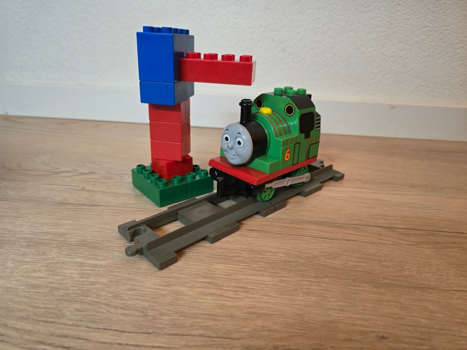 Duplo Thomas de Trein 5556 - Percy met rails en kraan, Gebruikt, Overige thema's, Ophalen of Verzenden, Duplo