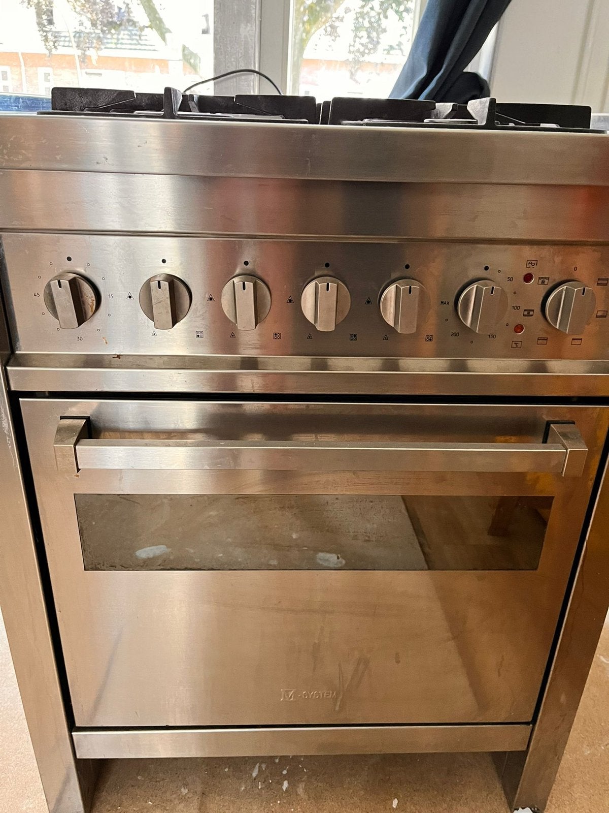 RVS Gasfornuis met Oven - 4 Pitten - vrijstaand, Ophalen, Gebruikt, Hete lucht, 60 cm of meer