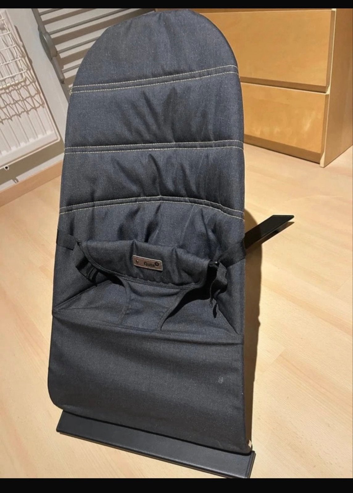 Qute Q-bouncer Wipstoel Jeans Zwart, Overige merken, Wipstoel, Ophalen of Verzenden, Met gordel(s) of riempje(s)