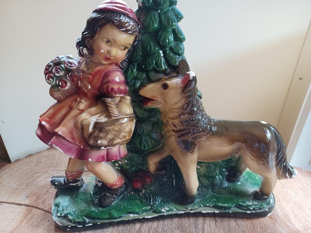 Vintage Roodkapje en de Wolf beeldje jh perdon, Antiek en Kunst, Ophalen of Verzenden