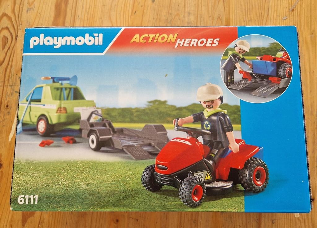 Playmobil set 6111 Auto + aanhanger met grasmaaier, Overige merken, Auto, Groter dan 1:32, Nieuw