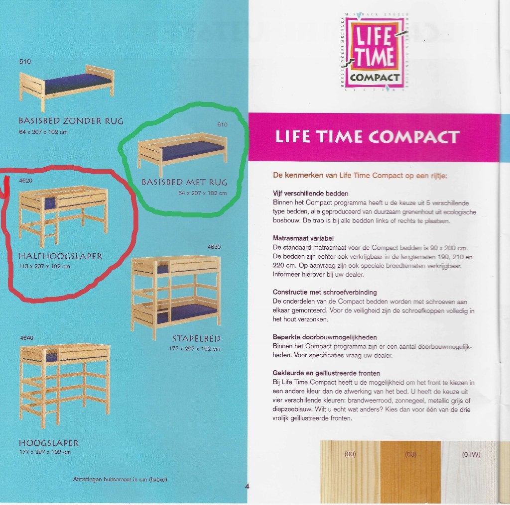 LIFETIME basisbed & halfhoogslaper INEEN - merk Life Time, Ophalen, Gebruikt, Hoogslaper of Stapelbed, 100 cm of meer