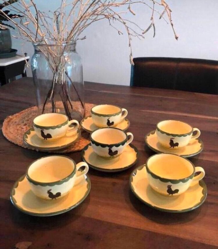 💝 6x ZELLER FAYENCERIE HAAN KIP kop schotel - €12,50 p.st, Ophalen of Verzenden, Porselein, Overige stijlen, Kop(pen) en/of Schotel(s)