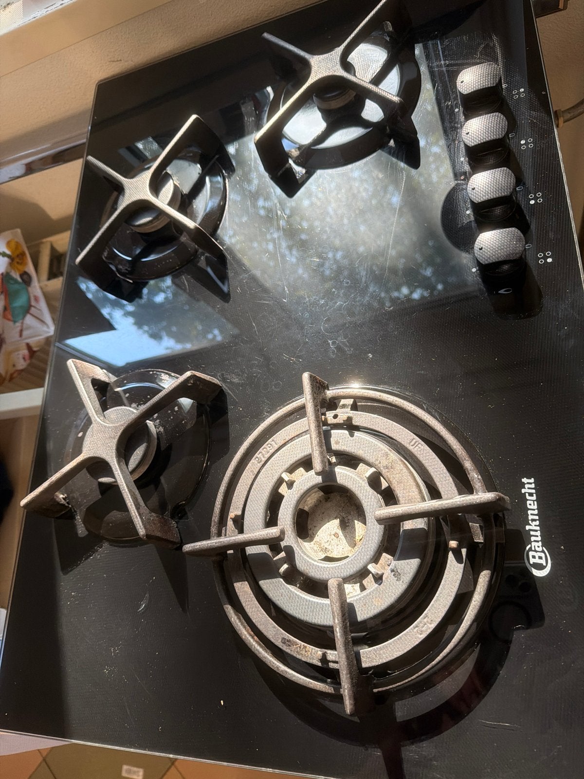 Bauknecht gaskookplaat met 3 kookzones, Gebruikt, 3 kookzones of minder, Ophalen of Verzenden, Inbouw