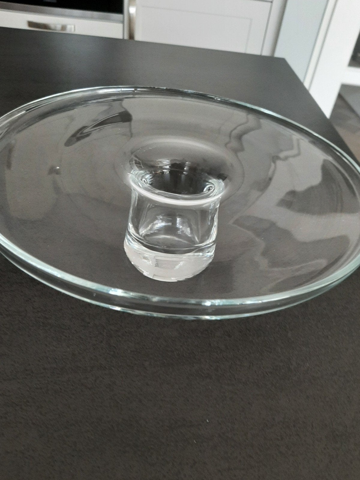 Schaal op voet glas NIEUW 24 cm, Ophalen, Op voet, Schaal, Rond