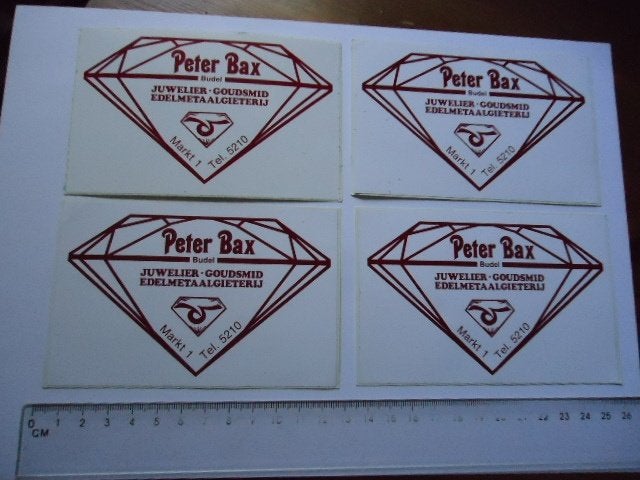 sticker oud BUDEL Peter BAX juwelier goudsmit markt 1 winkel, Verzenden, Zo goed als nieuw, Bedrijf of Vereniging