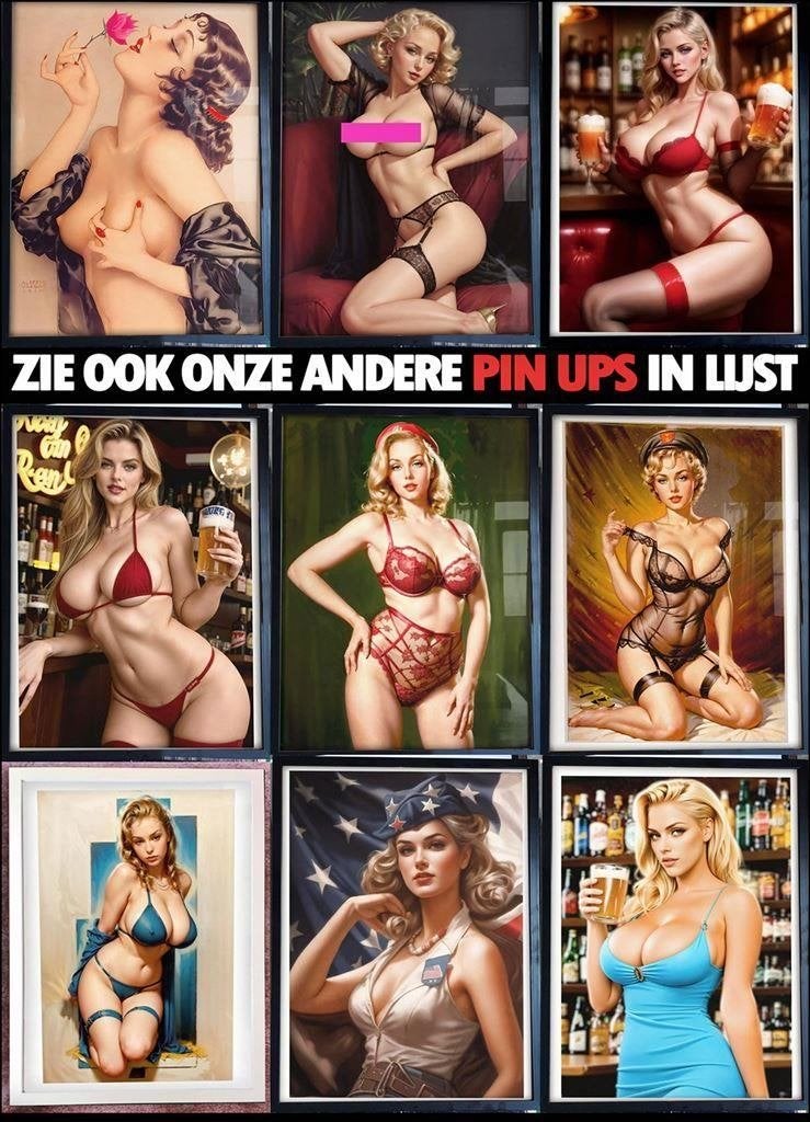 [Poster in Frame] Sexy Retro Lingerie Pin up girls, Verzenden, Nieuw, A1 t/m A3, Film en Tv