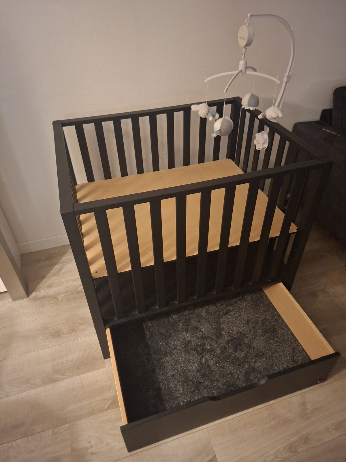 TWF box met lade zwart, Kinderen en Baby's, Ophalen, Zo goed als nieuw, Rechthoekig, In hoogte verstelbaar