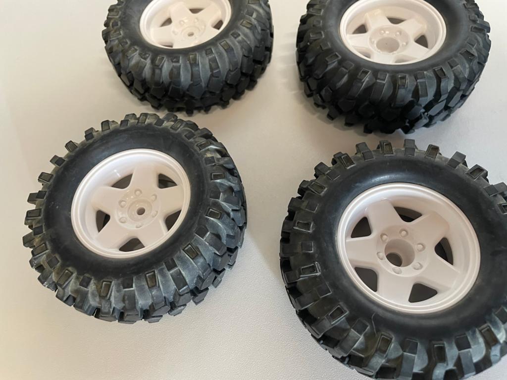 Tamiya wielset Pajero/Hornet/grasshopper, Ophalen of Verzenden, Zo goed als nieuw, Auto offroad