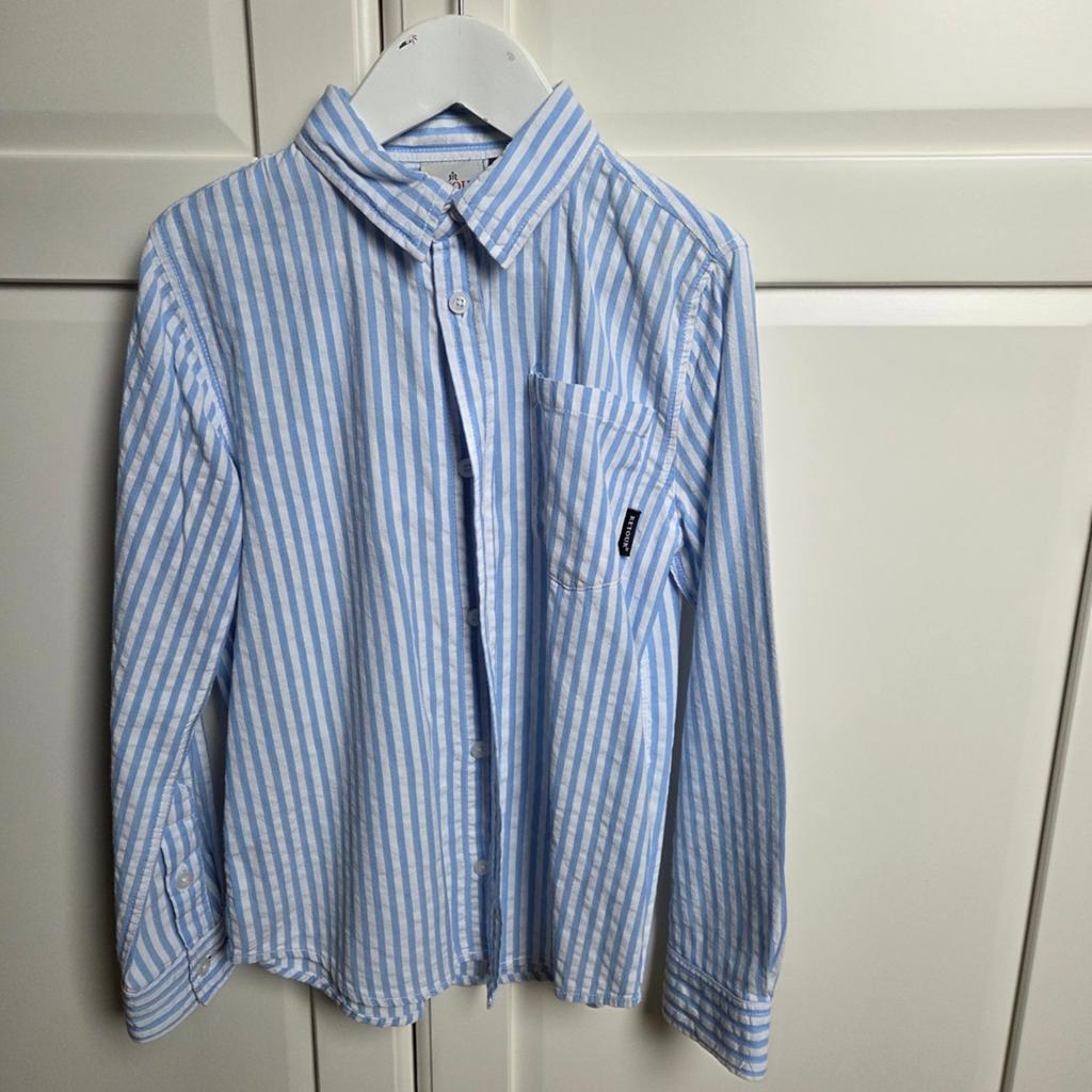 Retour Denim Jongens Overhemd Blauw Wit Gestreept Maat 140, Ophalen of Verzenden, Zo goed als nieuw, Retour Denim, Jongen