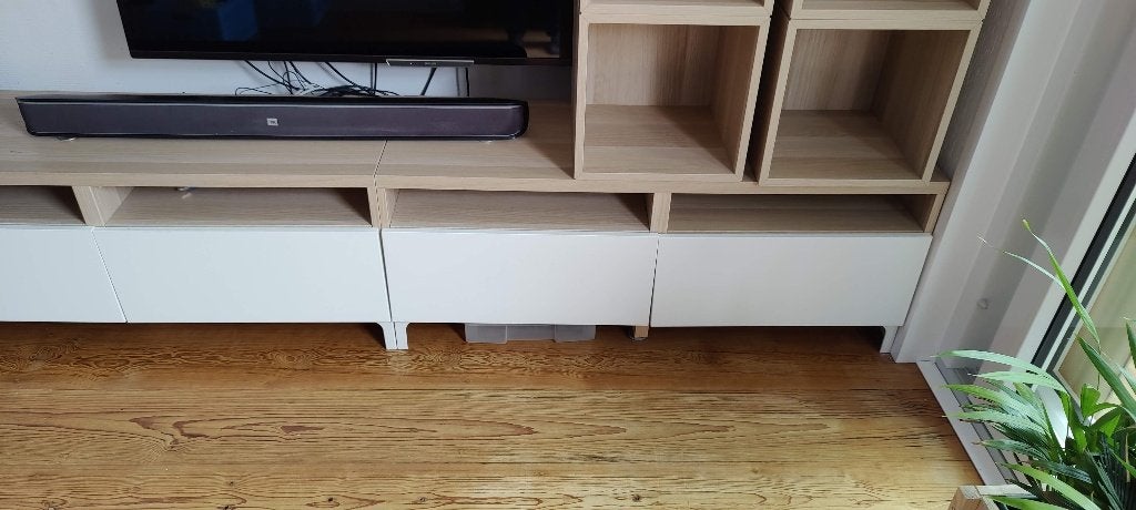 2x Ikea Besta tv meubel, Ophalen, Gebruikt, 100 tot 150 cm, Eikenhout