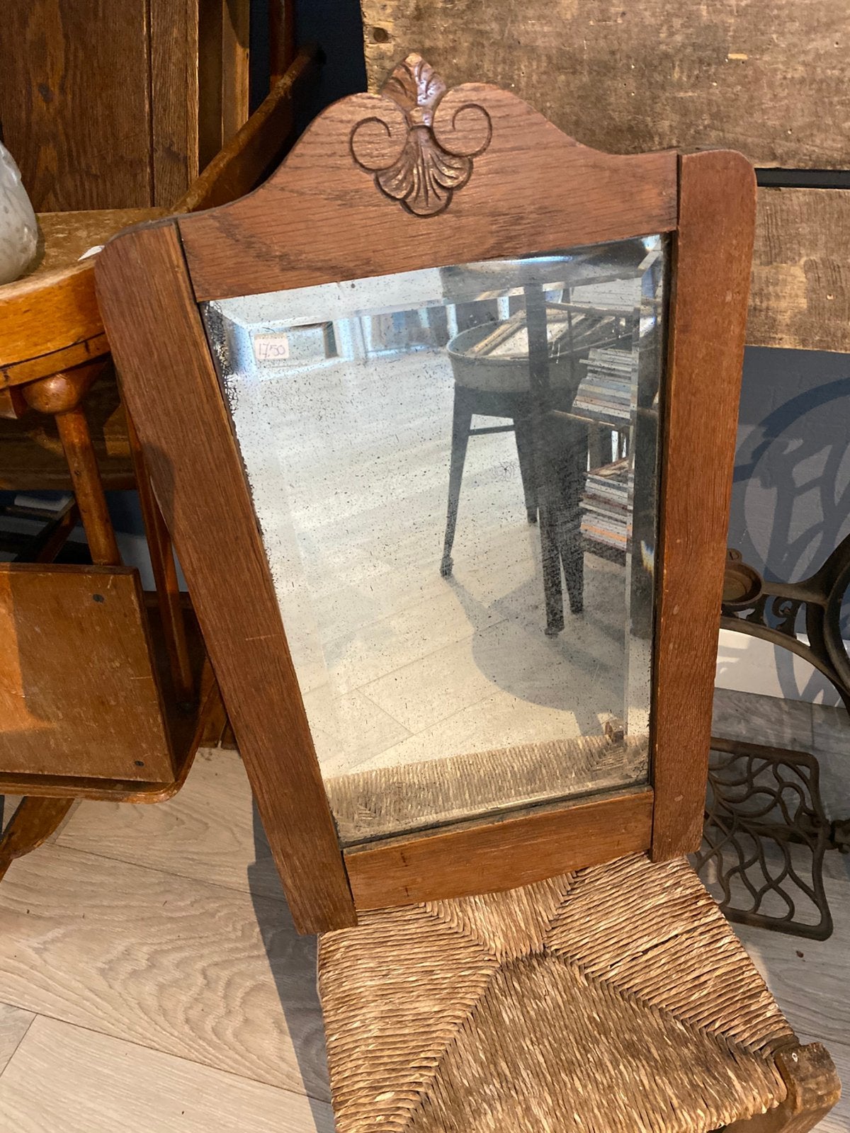 Leuk Oud Spiegeltje, Hout, Antiek, Brocante Spiegel, Vintage, Ophalen, Rechthoekig, Minder dan 50 cm