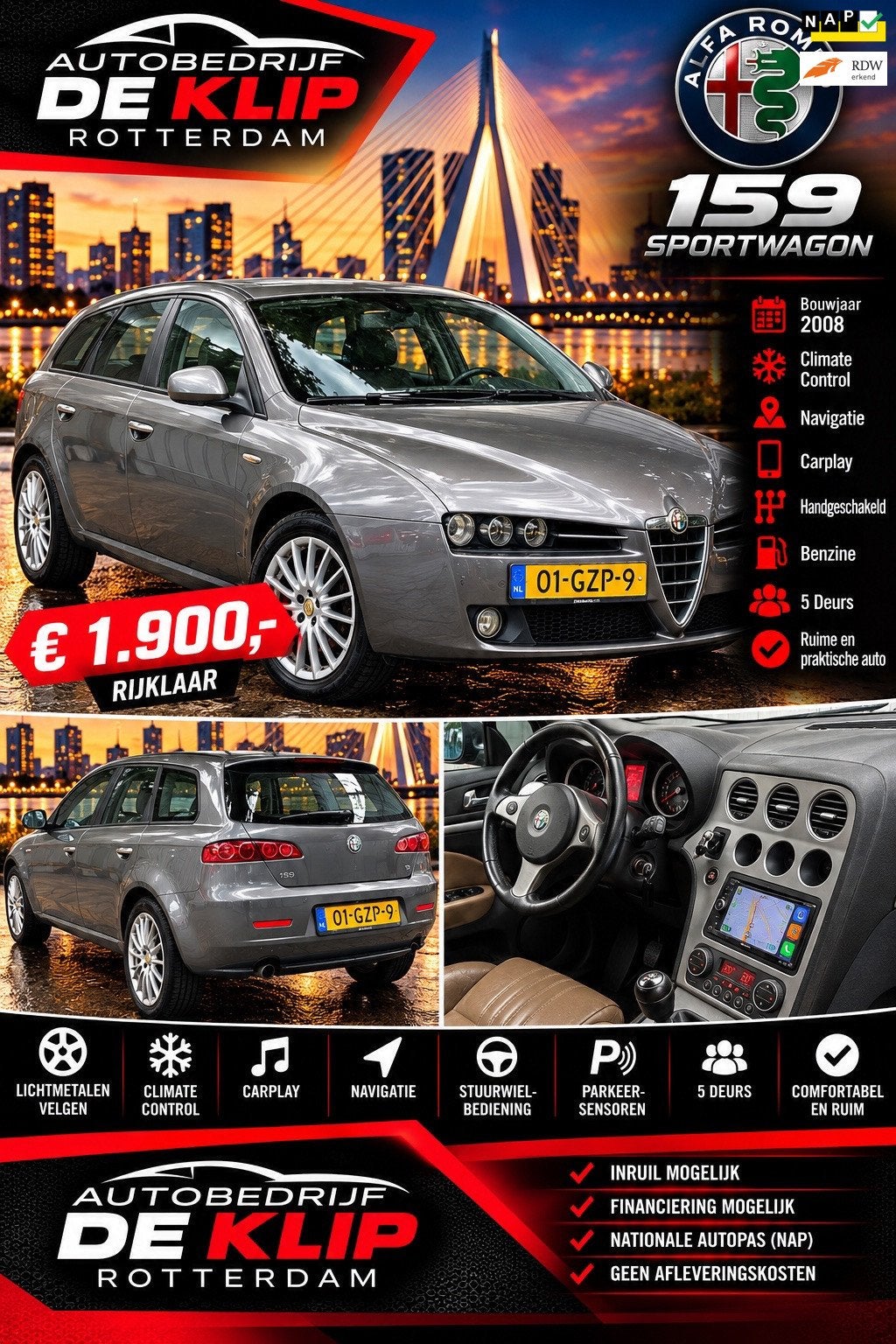 Alfa Romeo 159 Sportwagon 1.8 mpi Business|Navigatie|Climate, Auto's, Dealer onderhouden, Gebruikt, Beige, 4 cilinders