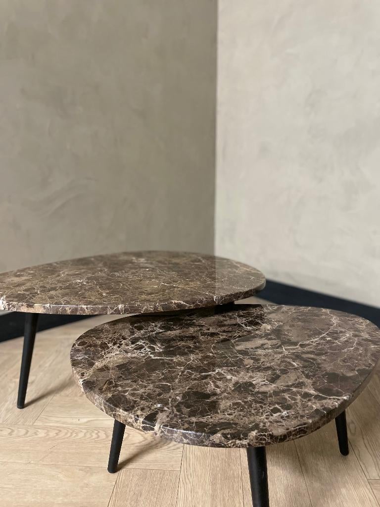 Organische Salontafels van Marmer | Los of in set, Eikenhout, 50 tot 100 cm, Nieuw, Overige vormen