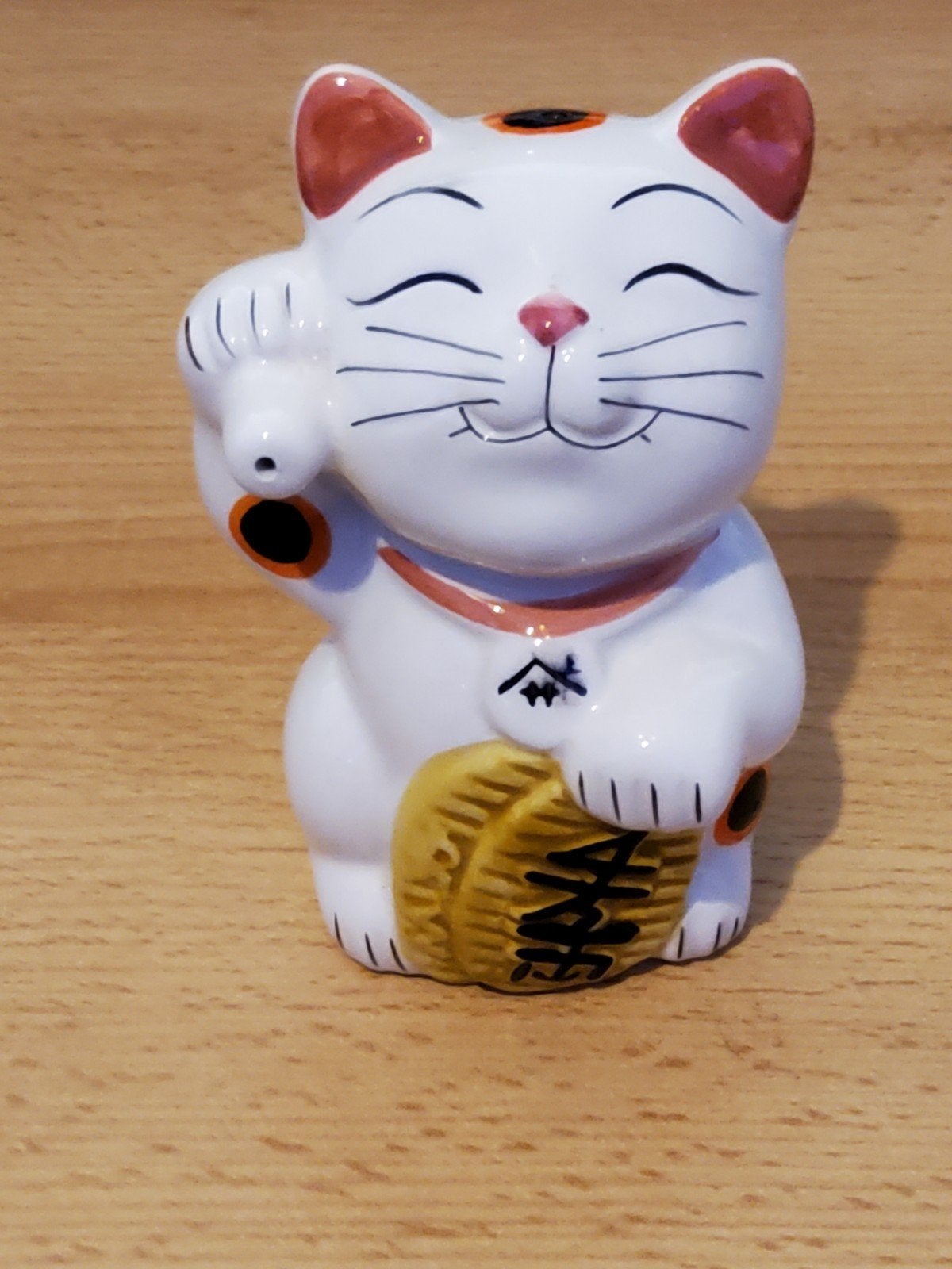 Lucky kat - Maneki Neko beeldje, Ophalen of Verzenden, Zo goed als nieuw, Hond of Kat, Beeldje of Figuurtje