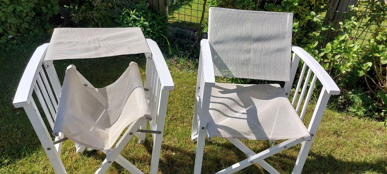 Houten tuin/buitenstoelen 2×/regisseur model, Ophalen, Gebruikt, Hout, Inklapbaar