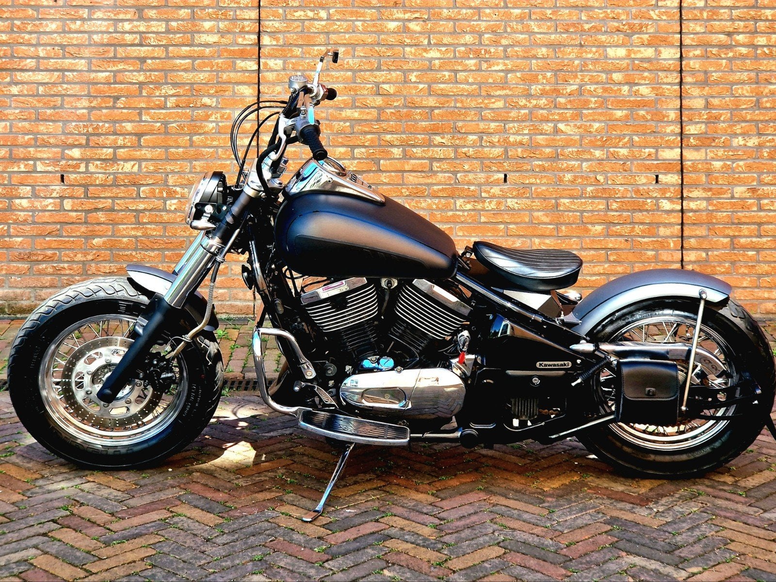 Dikke Kawasaki VN800 Bobber (Mat blauw/grijs), Motoren, Sportuitlaat, 2 cilinders, Bedrijf, Meer dan 35 kW