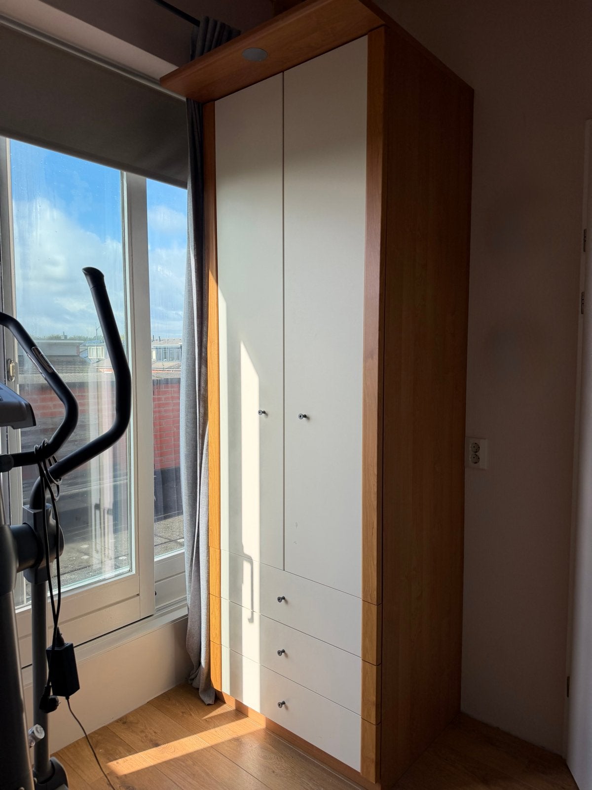 IKEA PAX Kledingkast wit/beige houtlook met deuren en lades, Ophalen, Gebruikt, 200 cm of meer, 50 tot 100 cm